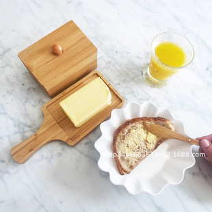 Bamboo Butter Dish with Lid Butter Keeper Holds 4 oz Butter Box Cheese Plate Set