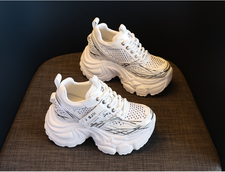 Giày sneaker nữ đế dày platform tăng chiều cao phong cách hot trend — đen chi tiết 5