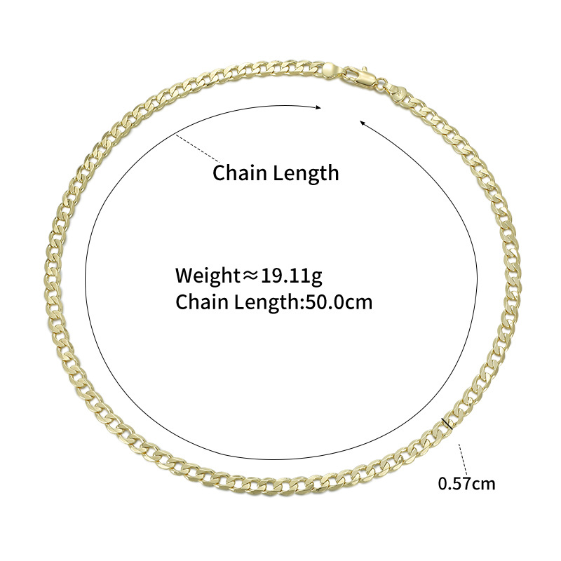 Xuping Europa y los Estados Unidos cruzando la frontera Cuba cadena clásica simple cadena de moda aleación de cobre chapado 14k collar joyería de mano