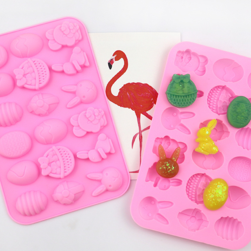 Minghao 18 even Easter egg rabbit silicone jelly mold handmade chocolate mold cartoon ice mold tools