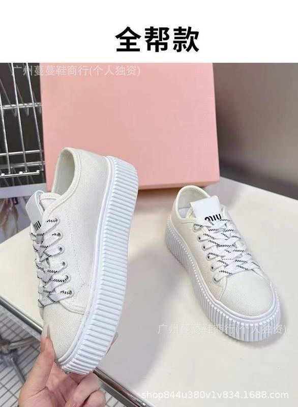 新款miu帆布厚底饼干半拖鞋女休闲运动牛仔穆勒板鞋包头小白鞋|undefined