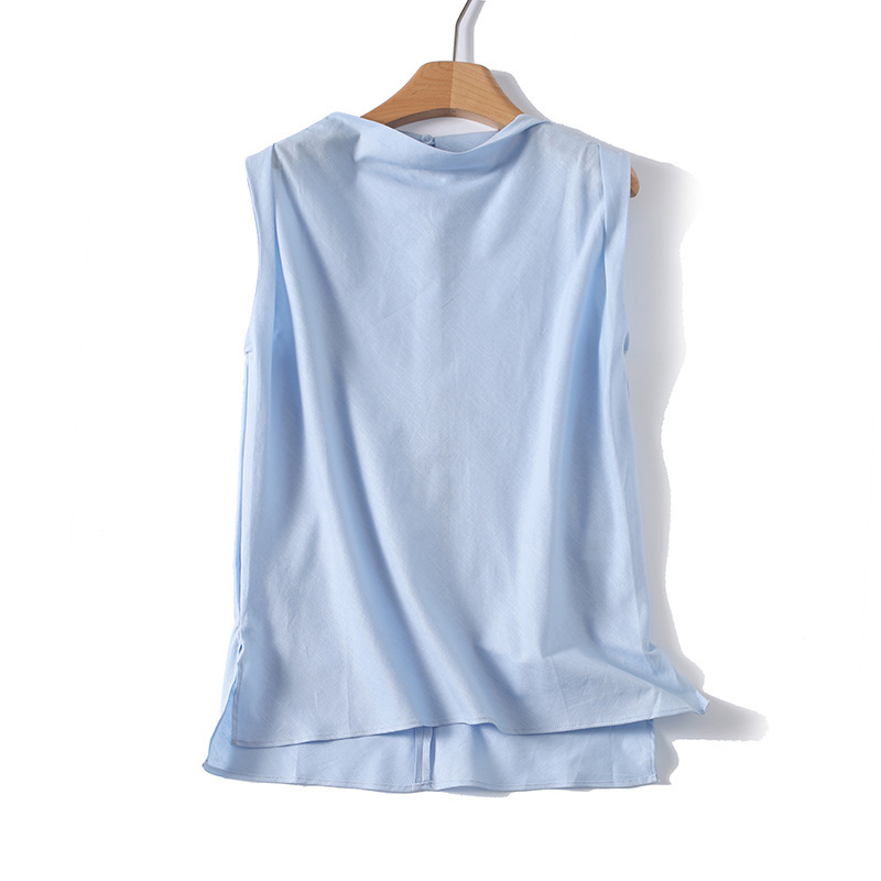 Foreign Trade Wholesale Summer New Style Urban Commuting Style Simple Versatile Pleated Flowy Top