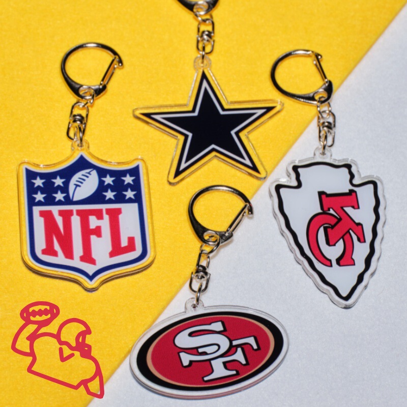 Football Team Logo Keychain Nfl Chiefs Major League 49Ers Patriots Packers Dallas Cowboys
