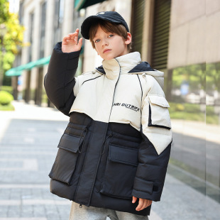 Boys and Girls Down Jacket Long Thickened Winter Middle and Large Children's Winter 2024 New Western Style Winter Jacket