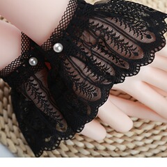 Korean Autumn/Winter False Sleeve Socks Goddess Lace Hollow Crochet Flower Edge Sleeve Pearl Decorative Socks Bulk Trend