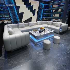 ktv包厢沙发定 制雪茄吧清吧轻奢高端会所酒吧u型卡座沙发茶几组