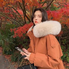 羽绒服女中长款年新款白鸭绒冬季保暖加厚过膝大毛领收腰外套
