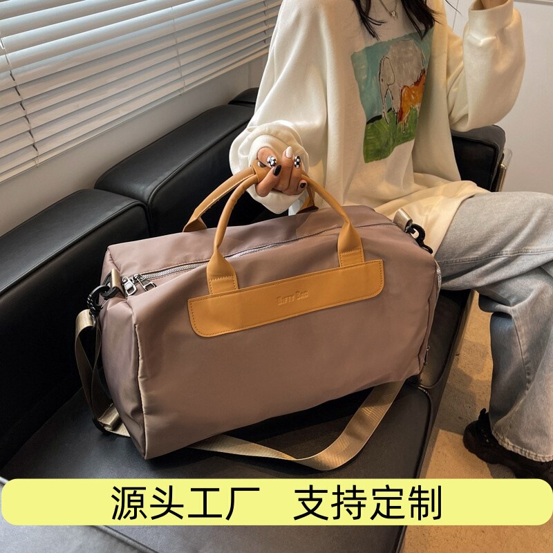 Nylon Cloth Large Capacity Shoulder Crossbody Handbag Luggage Storage Bag Sports Yoga Fitness Bag Zipper Bag Logo