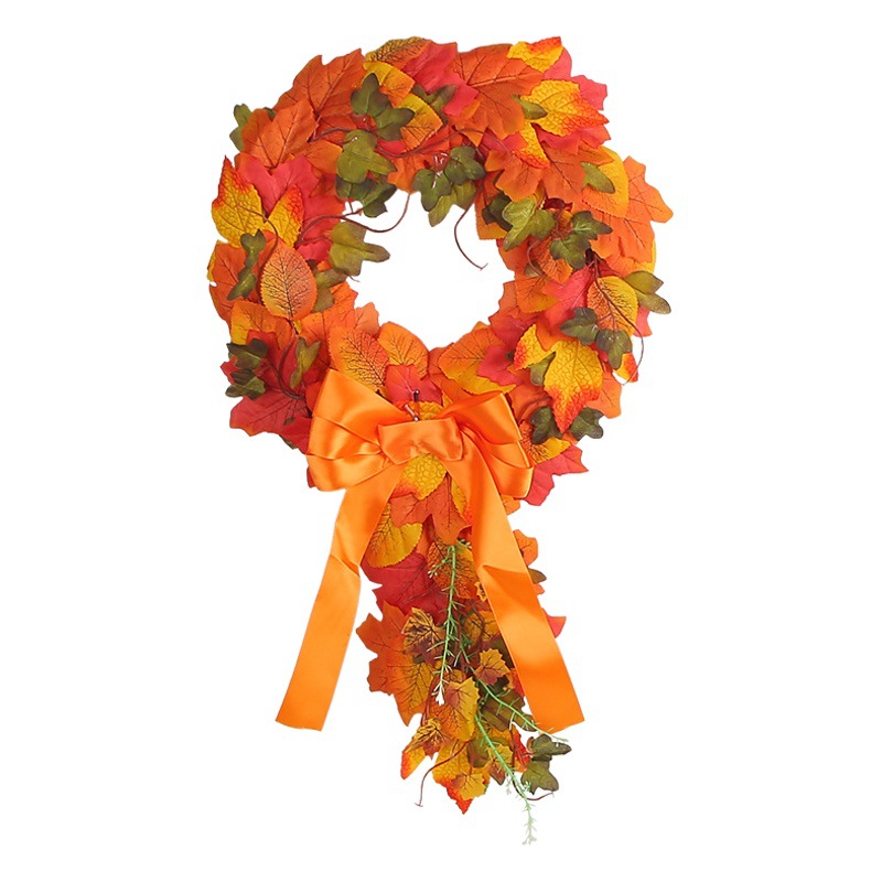 Hong Kong amor transfronterizo estilo de otoño anillo de ratán pared decoración del hogar Festival de la cosecha colgando de la puerta de la guirnalda de hoja de arce