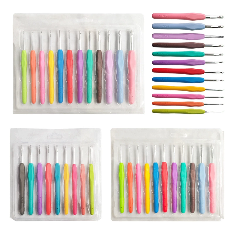 Высококачественный мягкий ручка вязания крючком инструмент с одной головкой крючка оптовая продажа силиконовый мягкий ручка крючка набор