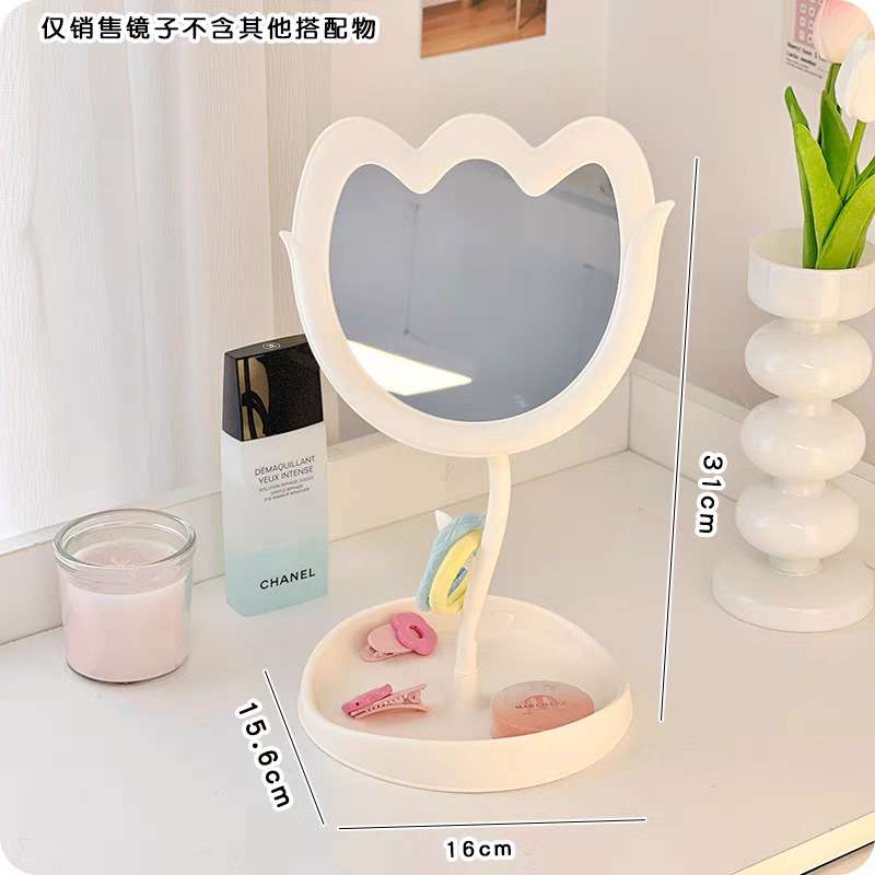 Espejo de maquillaje de alta sensación espejo de flores espejo de maquillaje de escritorio espejo de princesa giratorio espejo de maquillaje de tocador espejo de belleza