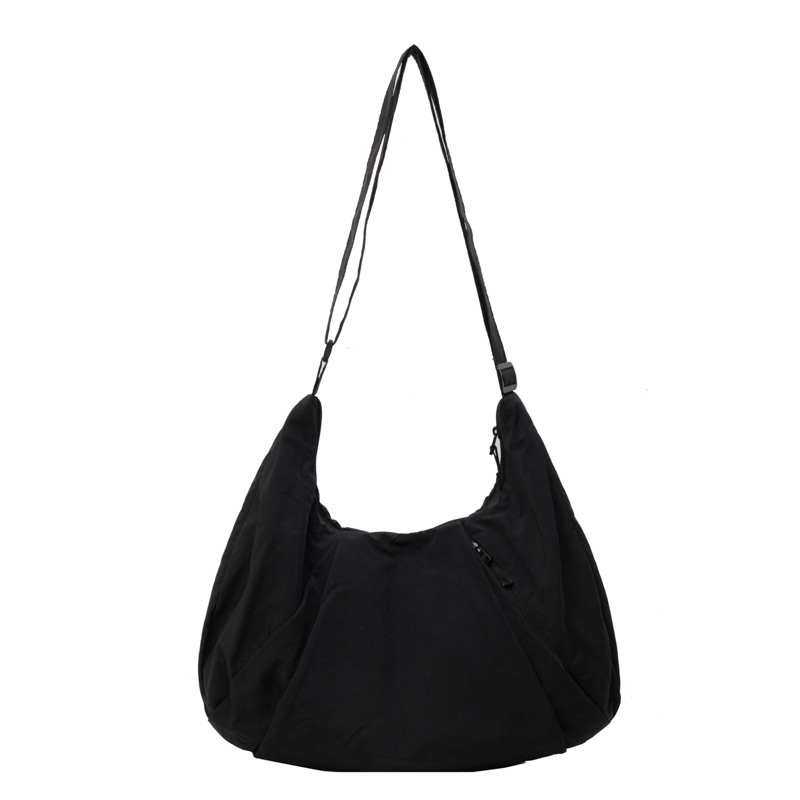 Japanese Style Pleated Crossbody Bag For Women, Large Capacity Solid Color Nylon Dumpling Bag, Commuter Shoulder Bag For Students - Thumbnail 6
