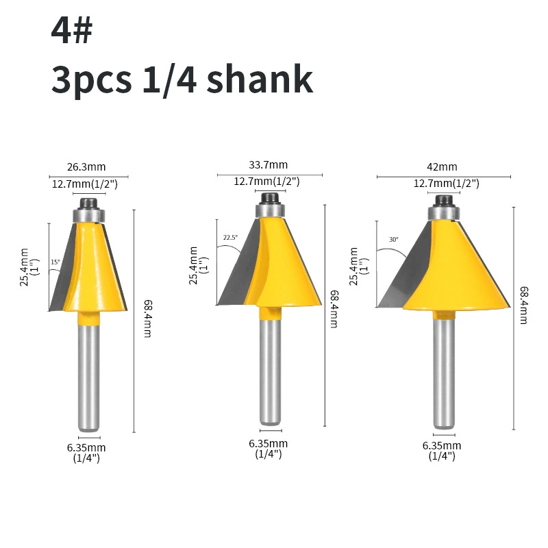 3-piece set of bevel angled knife high-grade bevel edge knife bevel blade woodworking milling cutter 15 degrees 22.5 degrees 30 degrees bevel angle knife