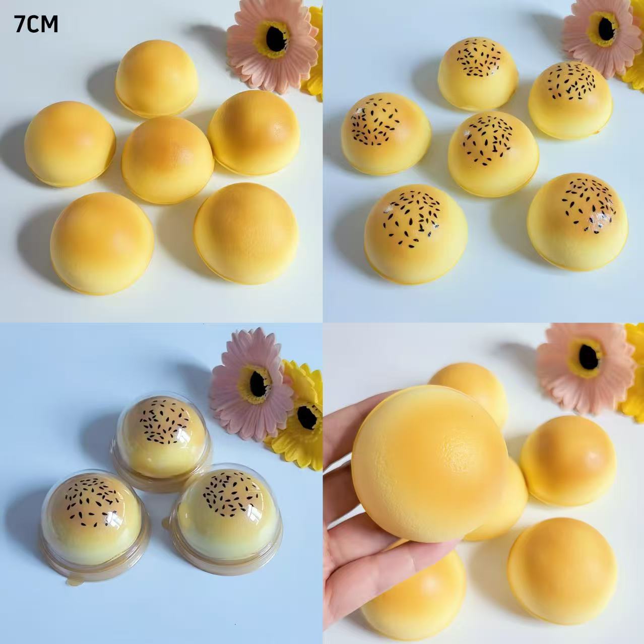 무작위로 느린 리바운드를 갖는 부드러운 느낌의 빵 1개