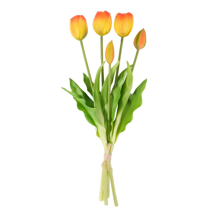 Simulation soft glue 5 head tulip high -level sensor decorative flower artificial PU latex moisturizing feel tulips