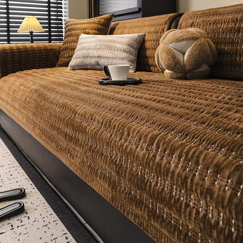 Cross-Border Exclusive 2025 New Dutch Velvet Sofa Cushion, All-Season Universal Seat Cushion, Thickened Non-Slip Straight-Row Sofa Cover