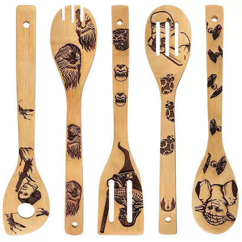 Carved cartoon creative wooden set with laser, kitchenware, Amazon 2