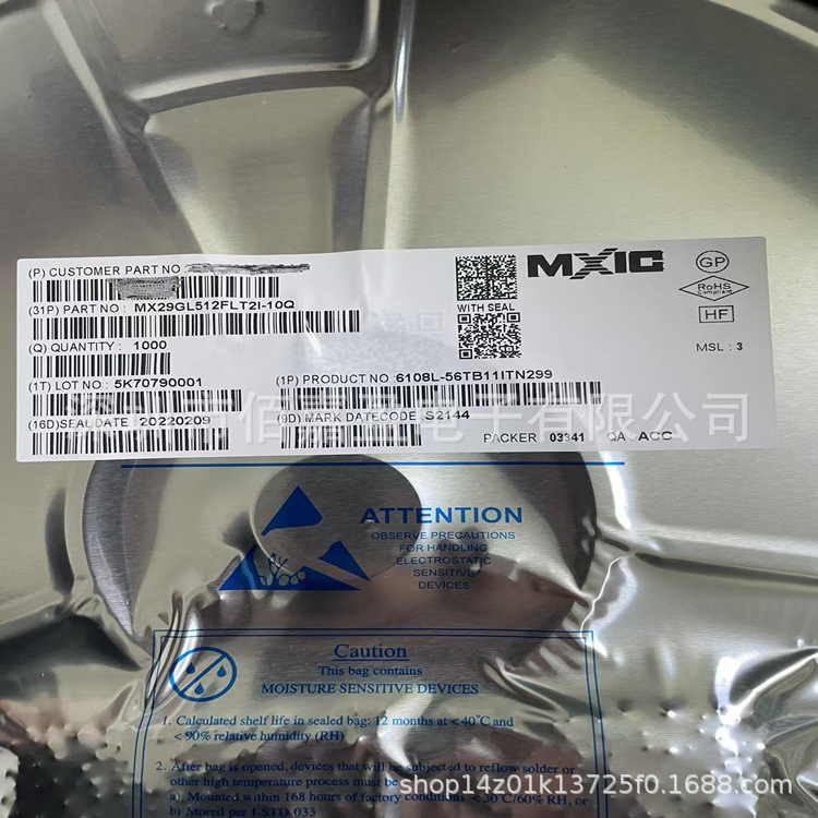 Mx29Gl512Flt2I-10Q Single Voltage Only 3V Flash Memory nor Flash Memory 512Mbit Original Ic