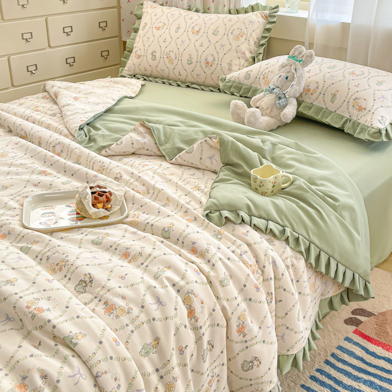 Verano nuevo estilo algodón lavado bordado edredón de verano edredón fresco de verano dormitorio individual y doble colcha delgada lavable a máquina edredón de aire acondicionado image 11