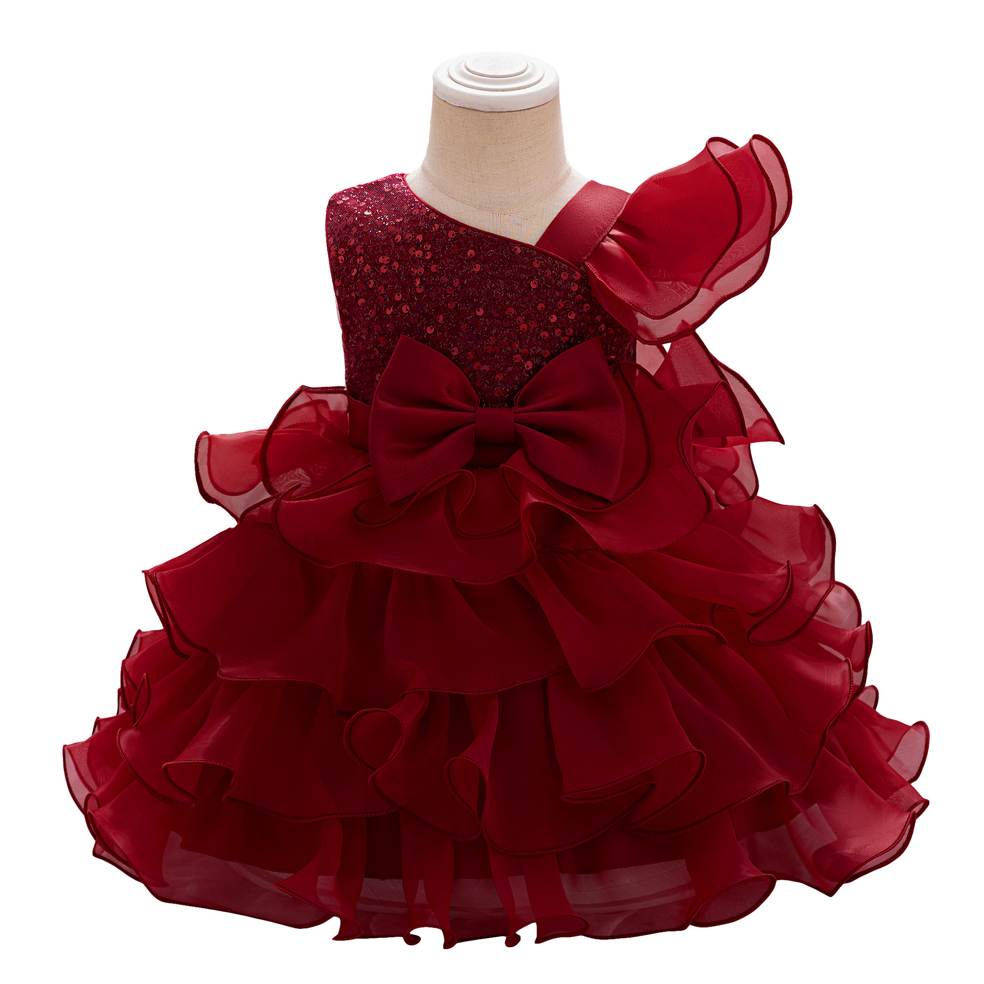 Niños pequeños y medianos nuevos vestidos de aniversario de bebés europeos y estadounidenses, vestido de princesa, pastel, vestido de fiesta de cumpleaños de estilo occidental
