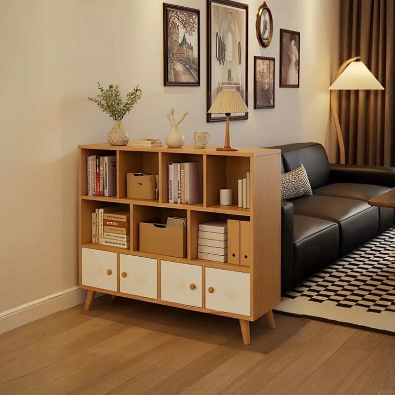 Bookshelf Log Style Storage Cabinet Entrance Partition Cabinet Storage Cabinet Home Low Cabinet Sofa Side Cabinet Living Room Bookcase