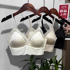 French lace beautiful back fixed cup underwear female sexy beautiful back integrated cup gathered with no steel ring wrap chest strap underwear