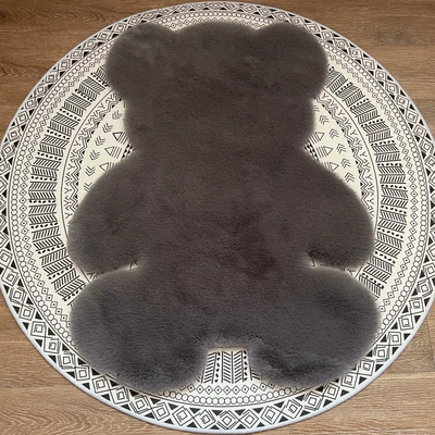 Ins Cute Bear Carpet Plush Car Carpet - dark-gray-4560cm-bear