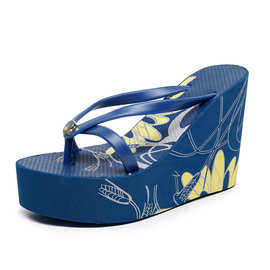 坡跟人字拖女夏外穿11cm厚底防滑凉拖wedge sandals跨境一件代发