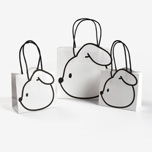 创意卡通简约黑白兔子手提纸袋现货加厚牛皮纸儿童节礼物手提袋子