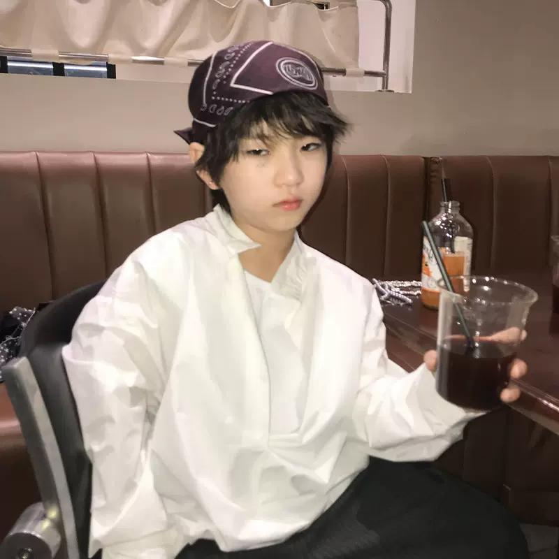 男童假两件长袖衬衣2025秋季新款以鸿制衣韩版儿童衬衫宽松百搭潮