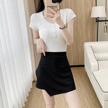 新款黑色半身裙女夏设计感不规则短裙高腰显瘦百搭自带内衬防走光