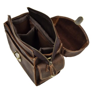 Vintage genuine leather camera bag Crazy Horse leather portable photography bag detachable inner bag SLR camera bag shoulder bag