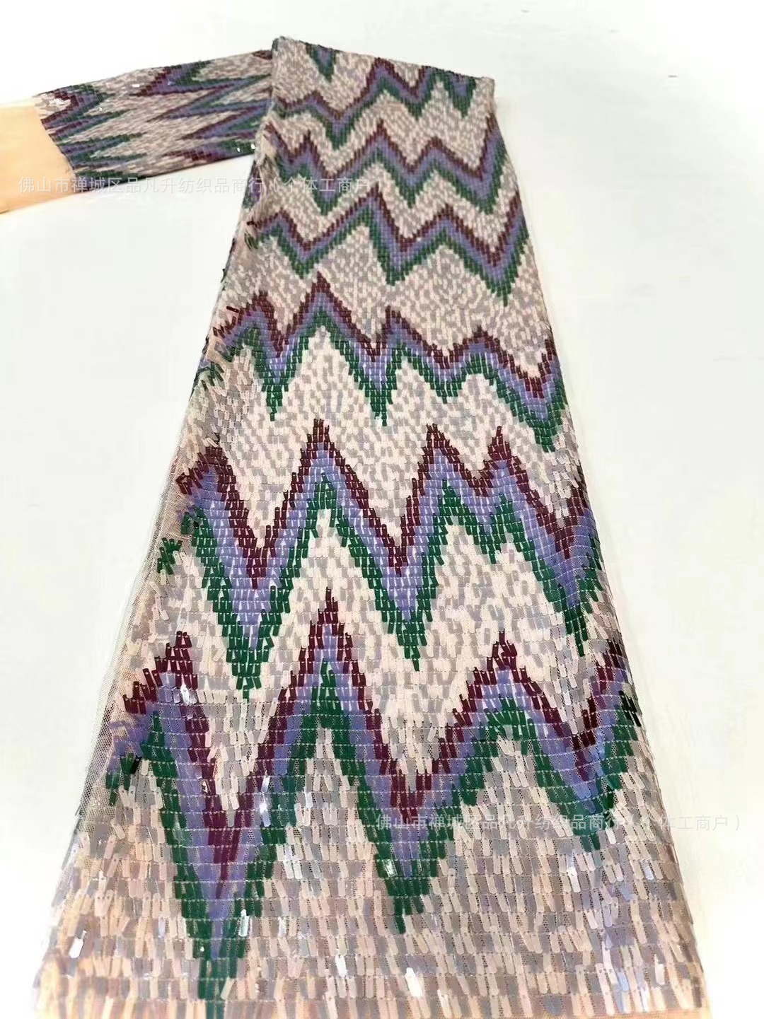 Sequinilla elástica red de alta fijación tela de vestido de moda onda multicolor tela sequinilla comercio exterior transfronterizo spot image 10