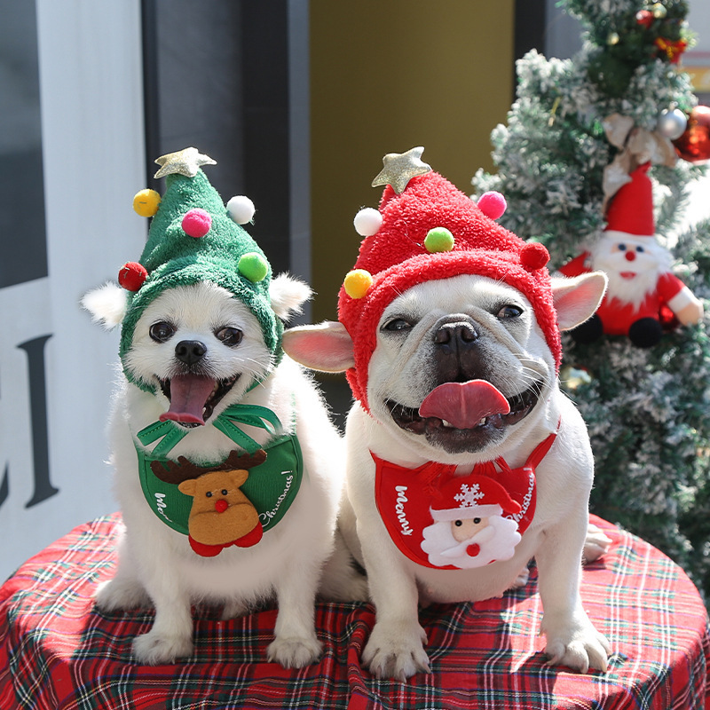 犬の猫のペットのクリスマスの帽子のよだれのタオルはポケットのテディ法の闘博美の秋冬の服の装飾用品を囲みます。|undefined