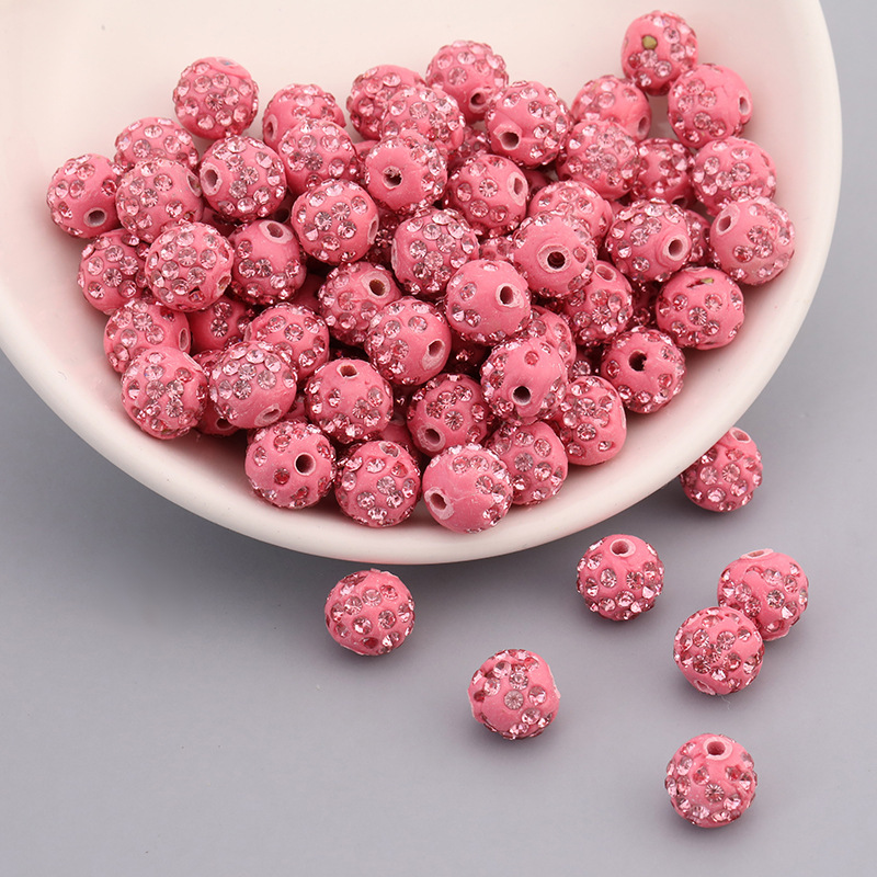 手链项链散珠钻珠diy软陶钻珠饰品配件10mm软陶泥钻彩色直孔串珠