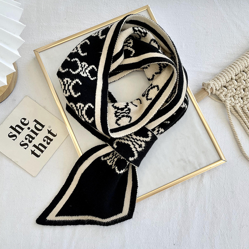 Nuevo tipo de bufandas cruzadas coreanas de otoño y invierno de ajedrez de punto de cuadros perezosos perforación bufandas de cuello