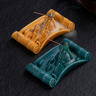 Incense Burner with Flowing Water Design, Mountain and River Landscape, Sandalwood Incense, Tea Ceremony, Home Indoor Aromatherapy Burner