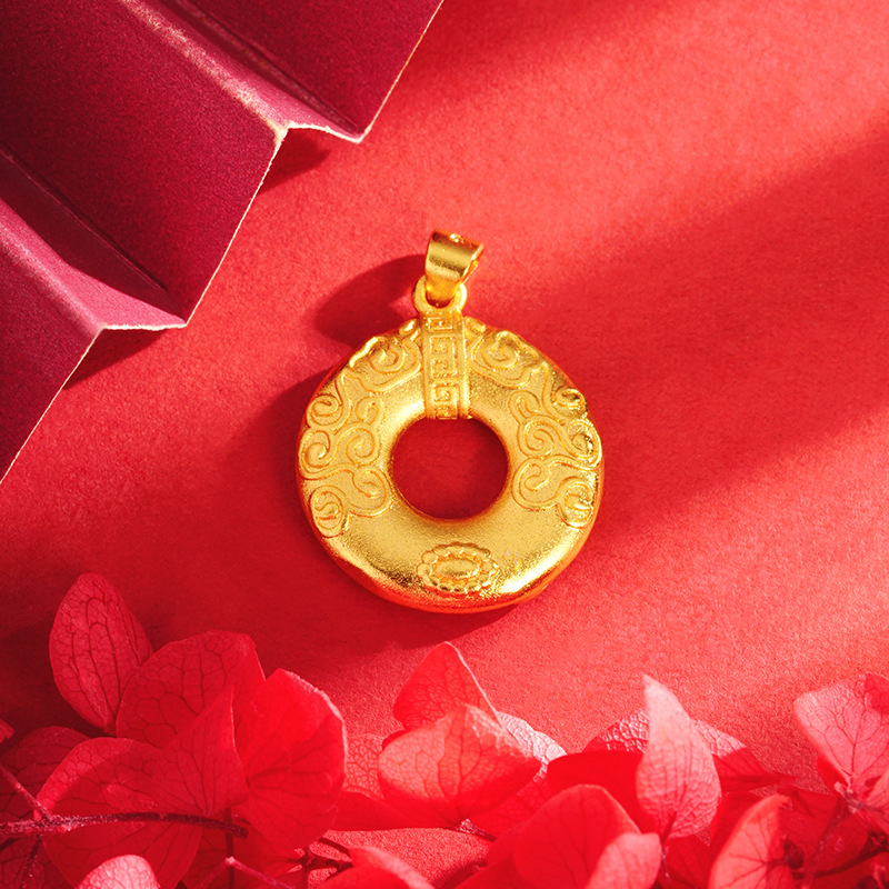 Oro Ruyi anillo collar círculo joyería de las mujeres elegante todo partido antiguo arte de Latón chapado en oro suministro directo de fábrica