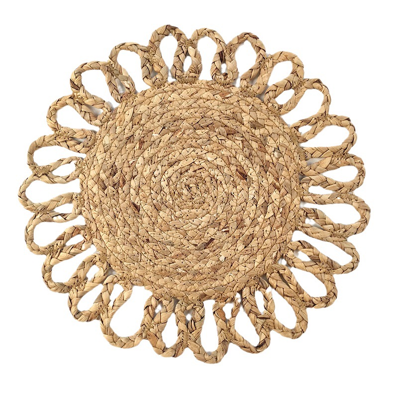 Sol en forma de almohadilla de mesa almohadilla de taza de lujo ligero de alto nivel de calabaza de hierba tejida mortero de calabaza tejida de hierba gruesa almohadilla de aislamiento térmico