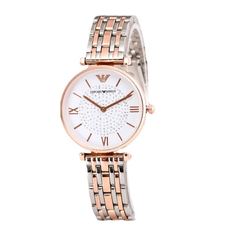 Steel wristwatch 1240, stainless steel bracelet, 32 mm dial, rose gold or silver