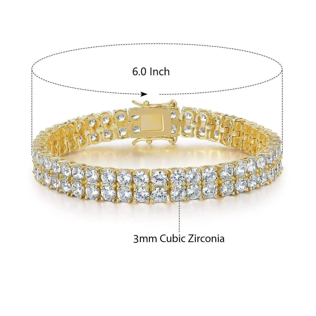 Europa y los Estados Unidos transfronterizos doble fila 7mm simple pulsera de tenis de alta calidad pulsera de cobre micro-peso pulsera de piedra hip-hop nuevo al por mayor image 4
