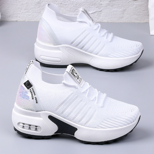 Mesh height-increasing white shoes for women 2024 autumn new women's shoes foreign trade cross-border breathable slimming sports shoes wholesale