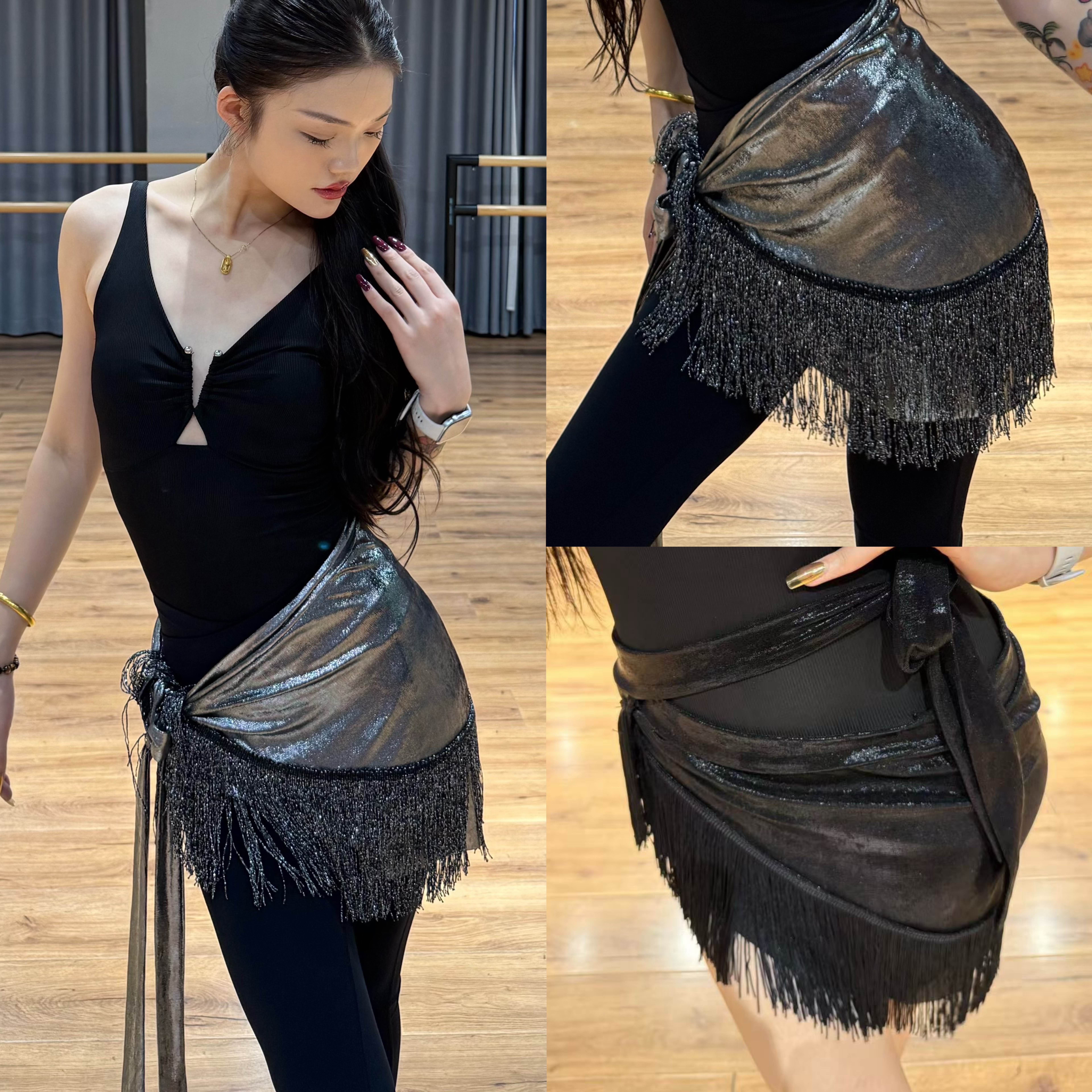A·Lei New Latin Dance Outfit 055 Hip Scarf Latin Dance Strap Skirt Triangle Scarf Butt Curtain Multiple Wearing Styles Tassels