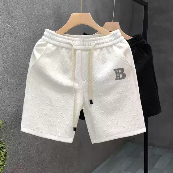Premium Light Luxury Jacquard Casual Versatile Shorts Men's Trendy Brand Five-Point Beach Mid-Length Pants Sports Running Pants for Men