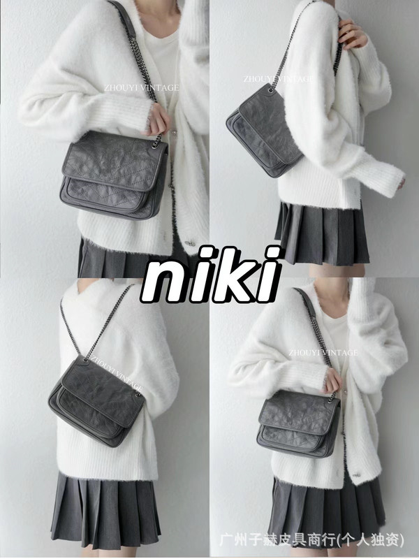 元の工場の高品質の楊林のnikiの中号の郵便番号は本革のチェーンの放浪のカバンを包んで肩を斜めに掛けてわきの下の女性のカバンを掛けます。|undefined