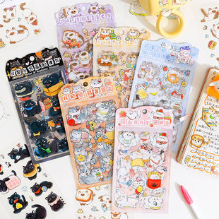 Soft Cute Cat Transparent Waterproof PET Sticker DIY Hand Account Diary Sticker Cross-border Cute Animal Cat Sticker