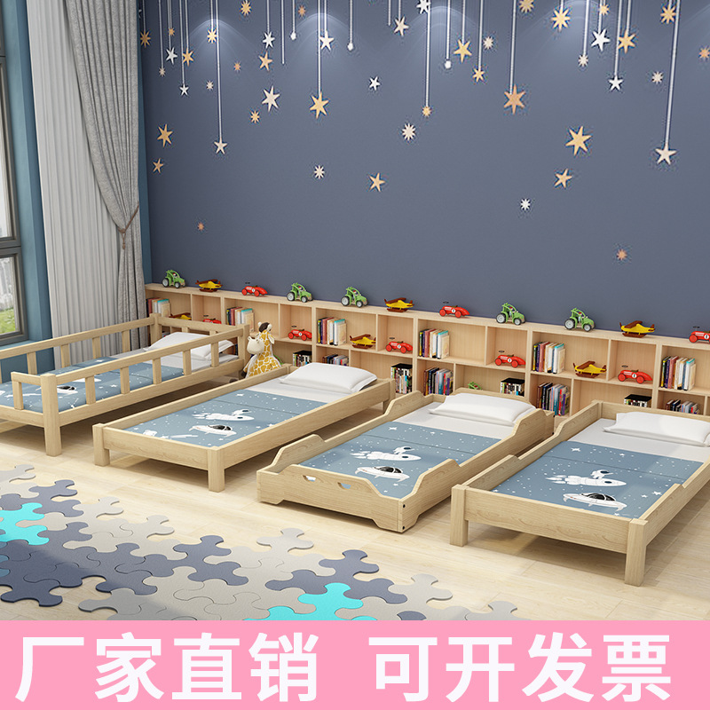 幼儿园床午睡床早教托管班小学生宿舍实木午休床儿童床松木叠叠床