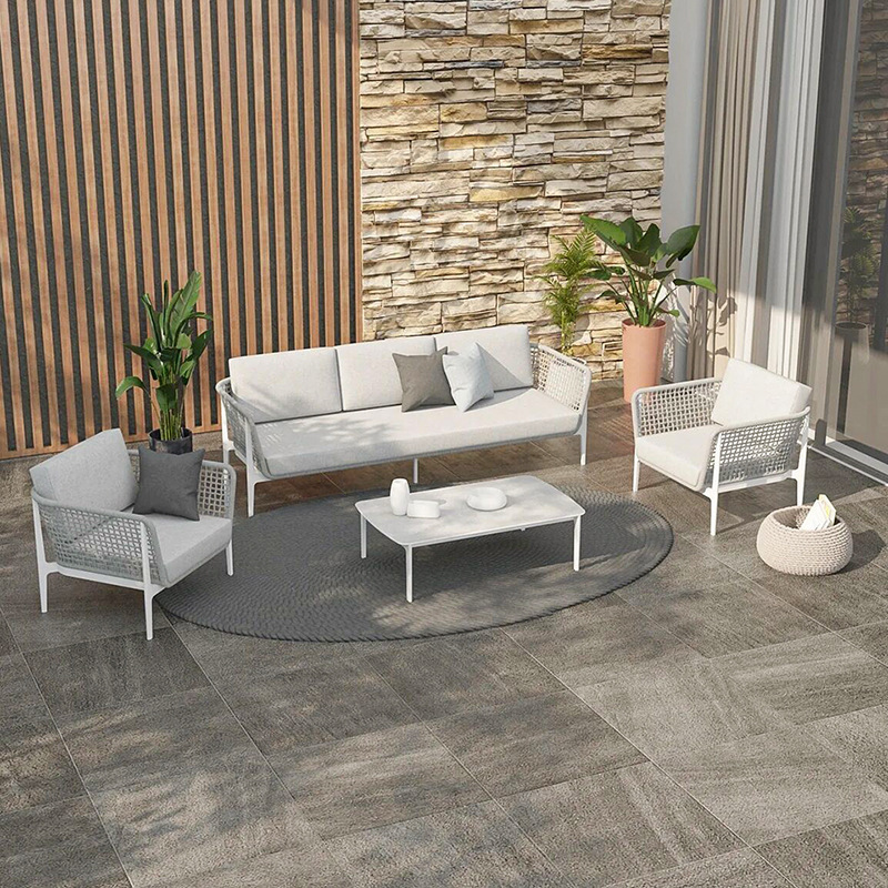 Villa balcony leisure waterproof and sun-proof designer courtyard combination sofa terrace sofa leisure chair rattan chair