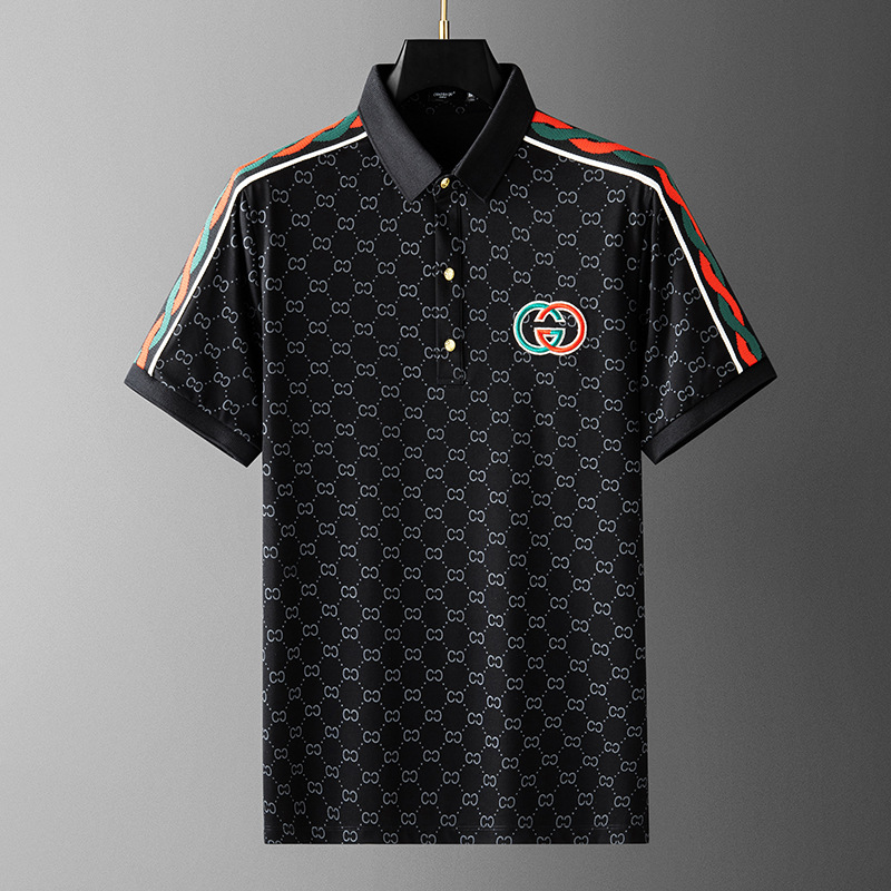 Camisa de Polo de manga corta bordada personalizada para hombre Camiseta de solapa impresa delgada de verano de los hombres de lujo de la estación europea
