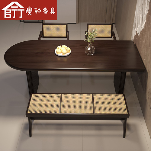 Aubo Nordic dining table solid wood table home dining table small apartment restaurant table and chairs rectangular negotiation table and chairs